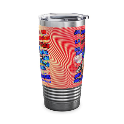 drop the beat - Ringneck Tumbler, 20oz  (yellow-orange wave)