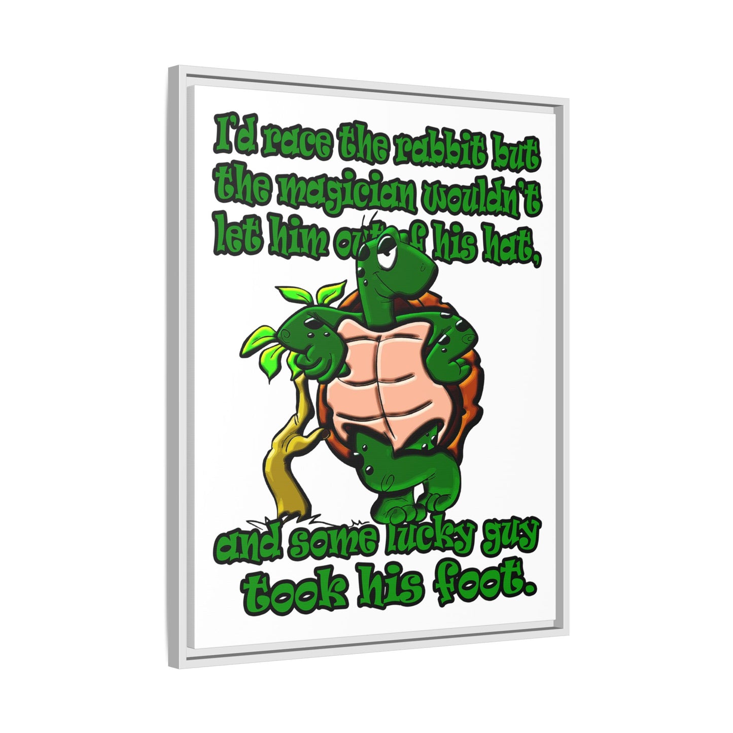 turtle race - framed canvas art (white)