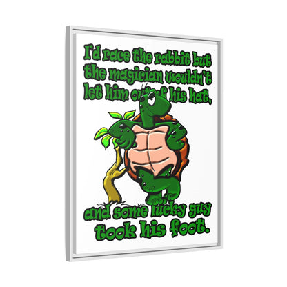 turtle race - framed canvas art (white)