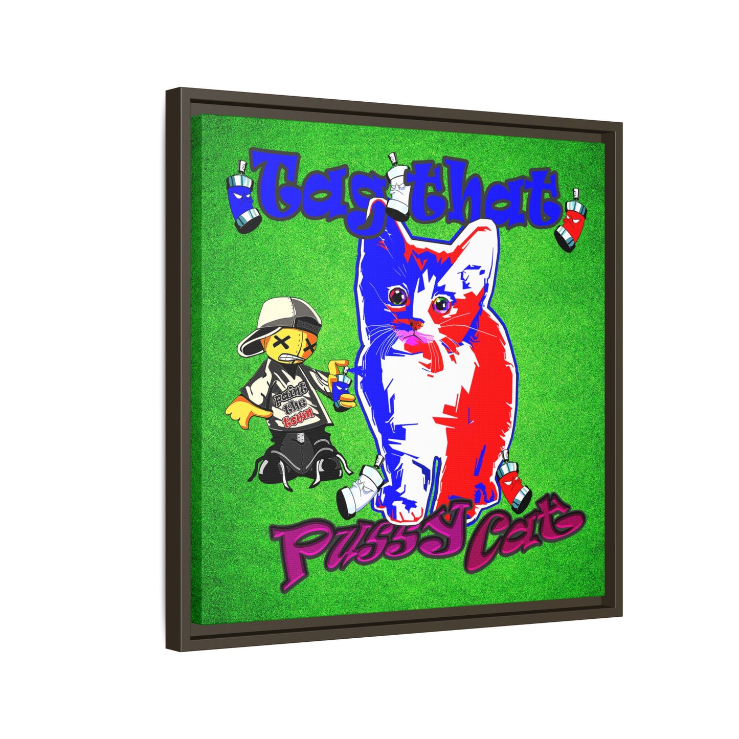 tag that - framed canvas art (green turf)