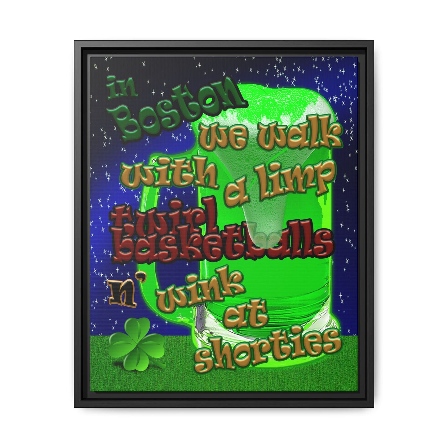 celtics logo - framed canvas art ('snoops' background)