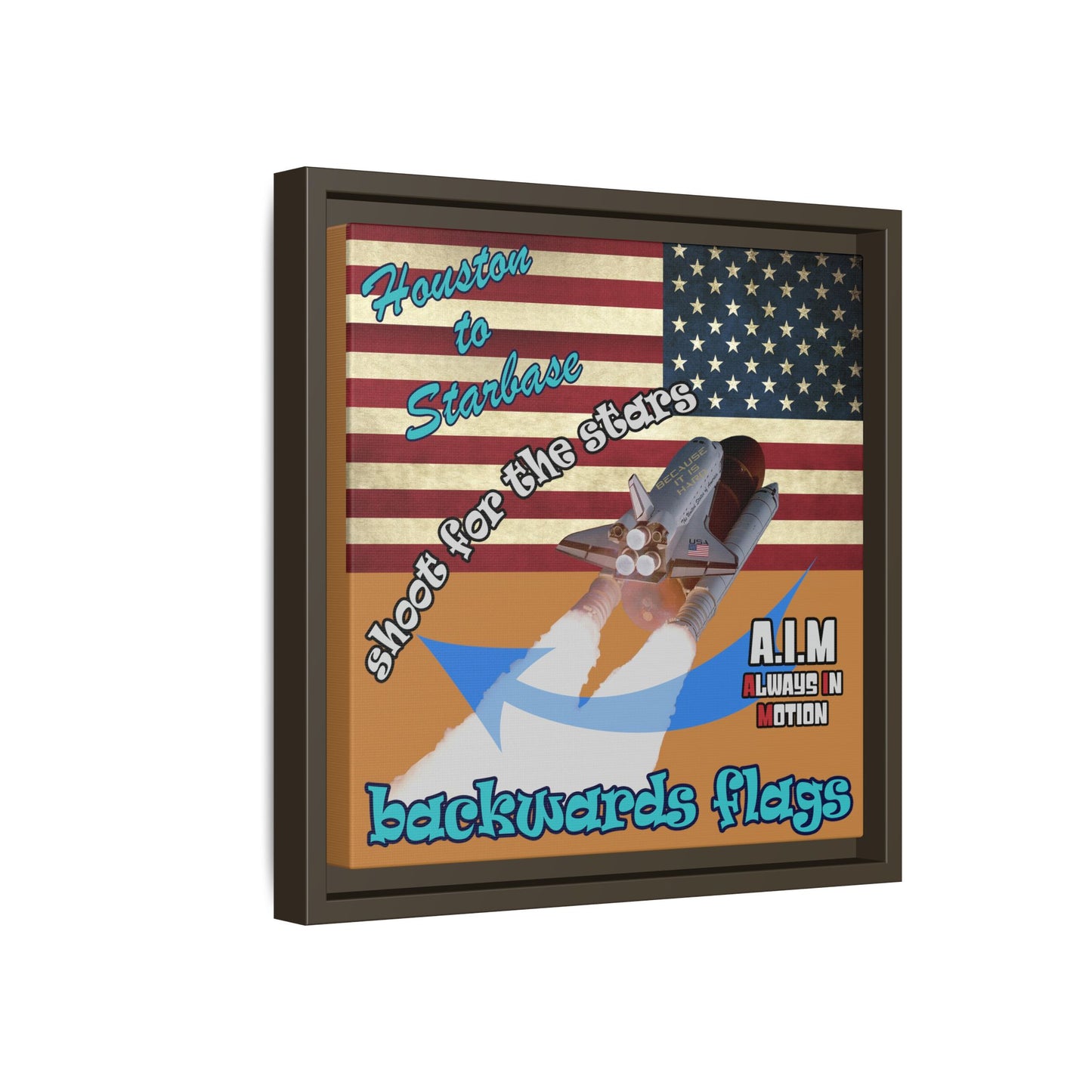 shoot for the stars - framed canvas art (light brown)