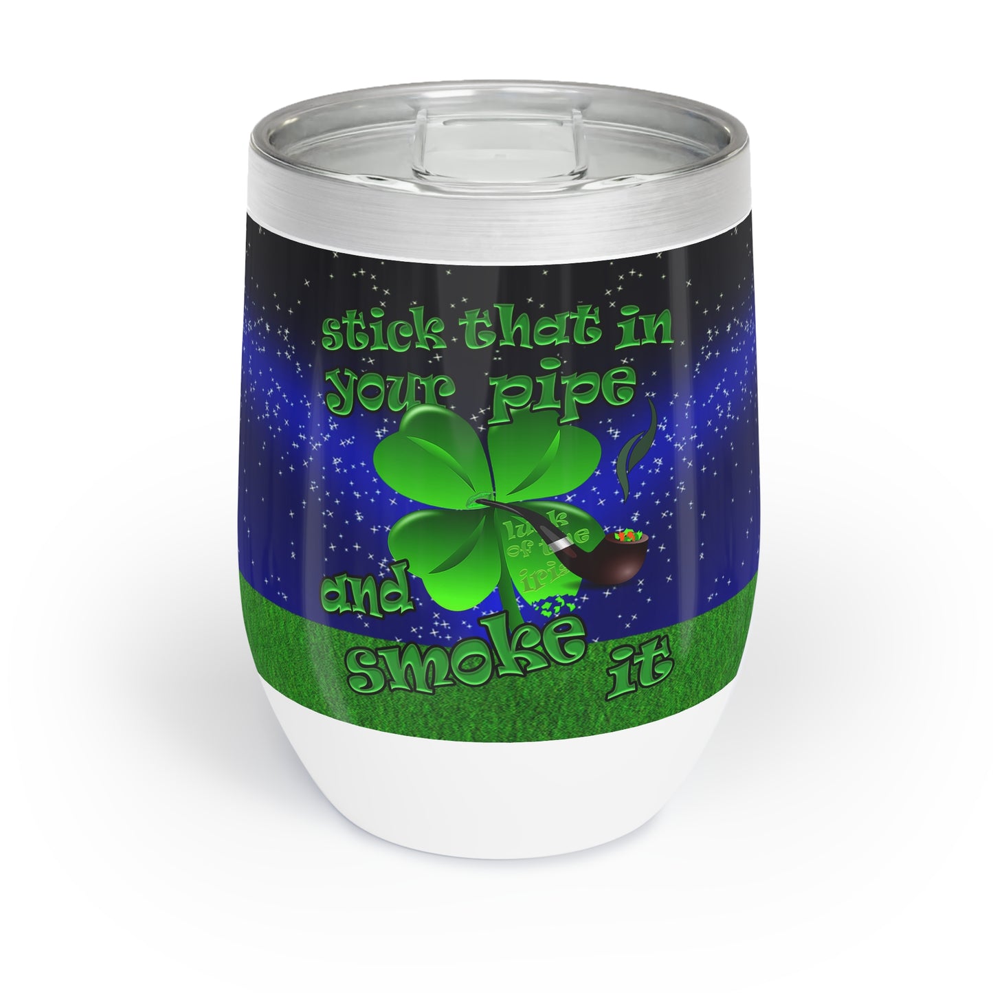 celtics logo - Chill Wine Tumbler ('snoops' background)