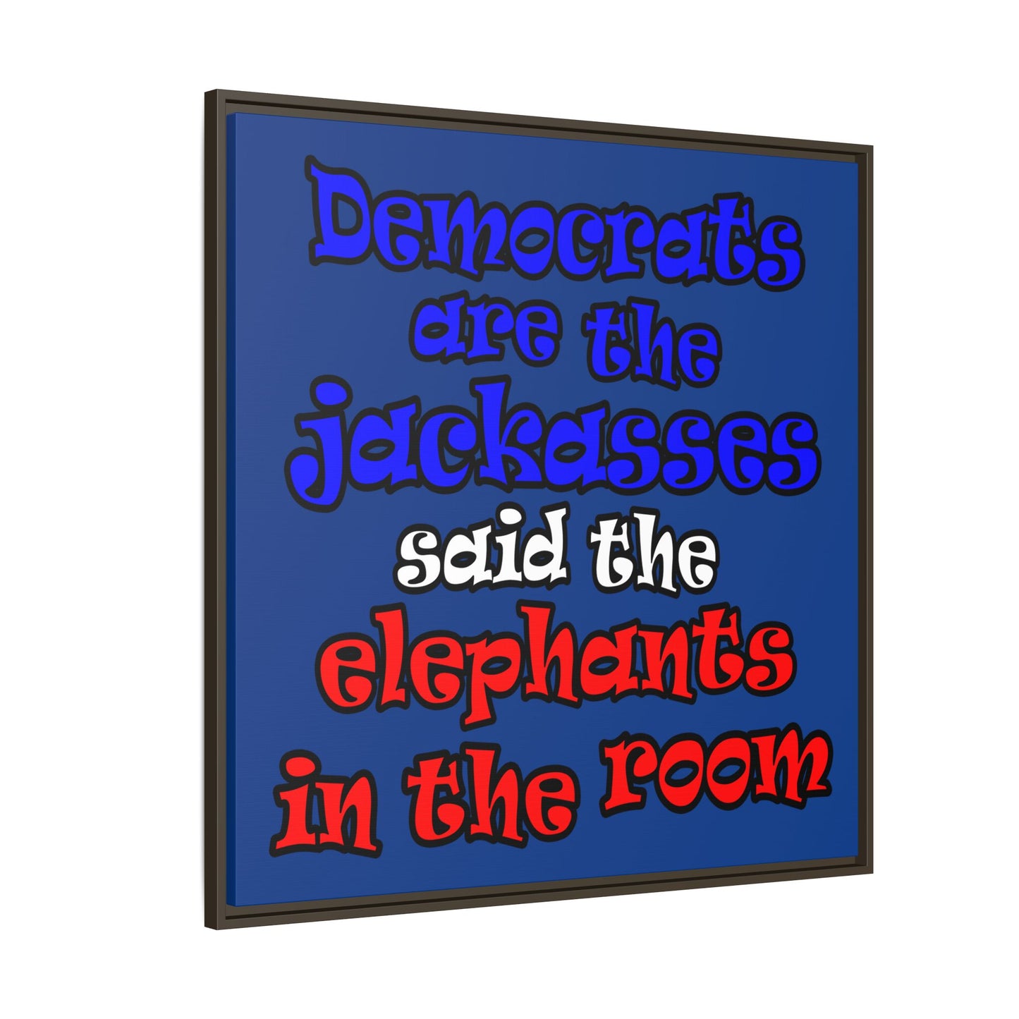 donkeys and elephants - framed canvas art (dark blue)