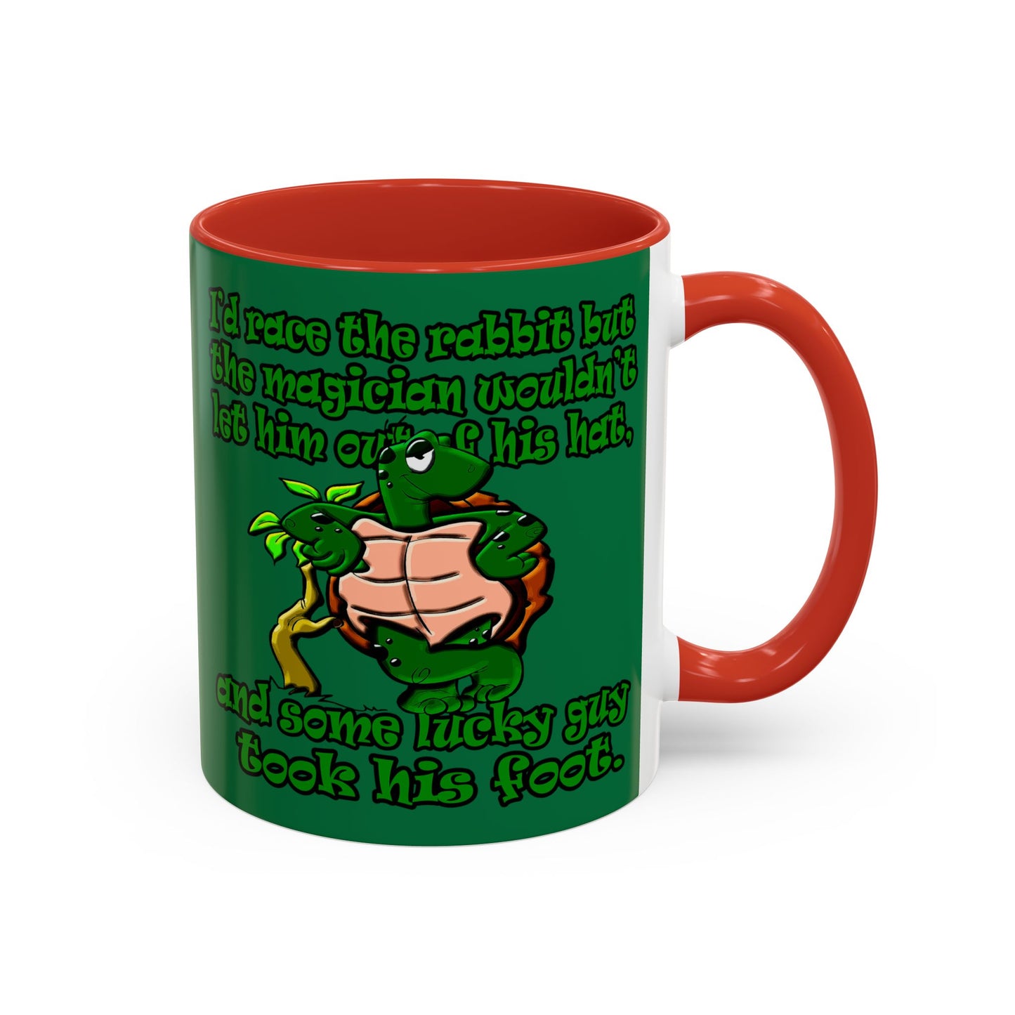 turtle race - Accent Mug (dark green)