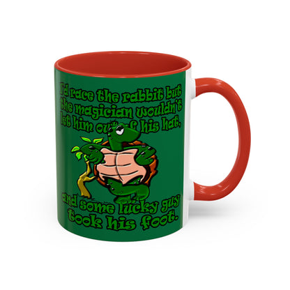 turtle race - Accent Mug (dark green)