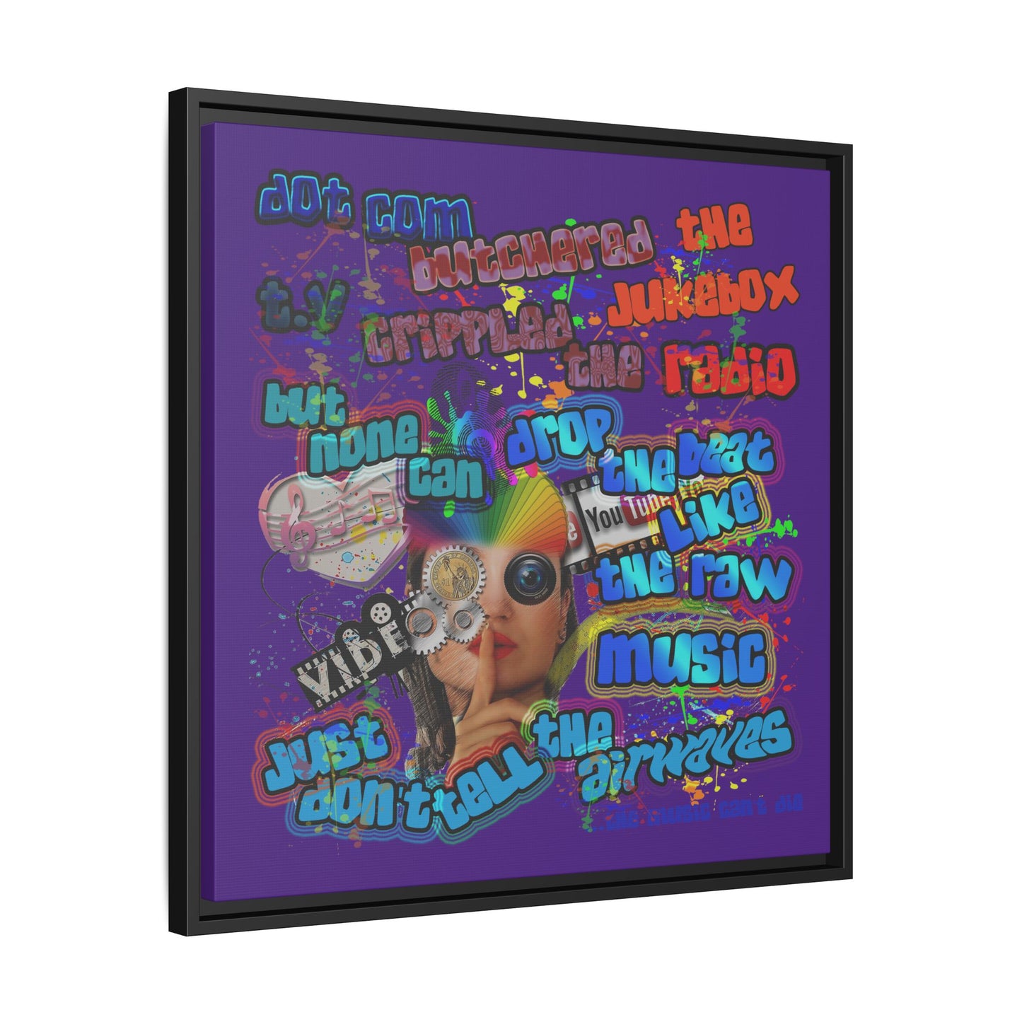 drop the beat - framed canvas art (purple)