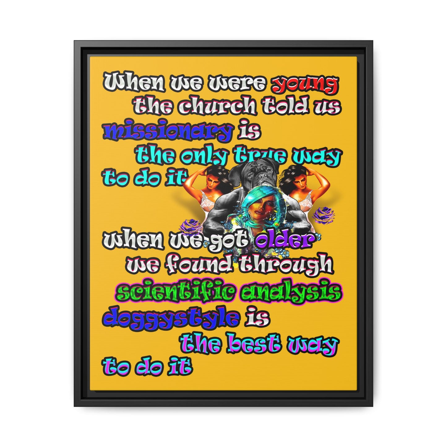 doggystyle - framed canvas art (yellow)