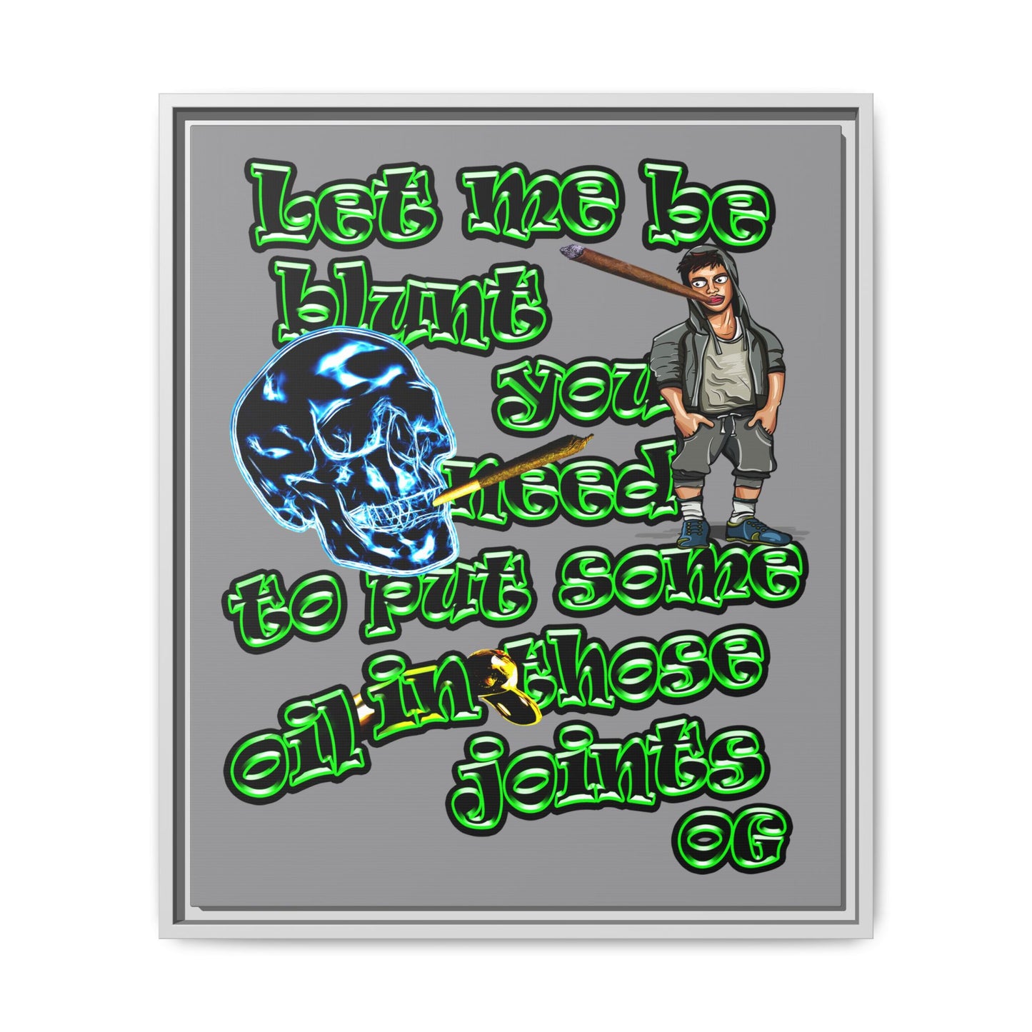 og - framed canvas art (grey)