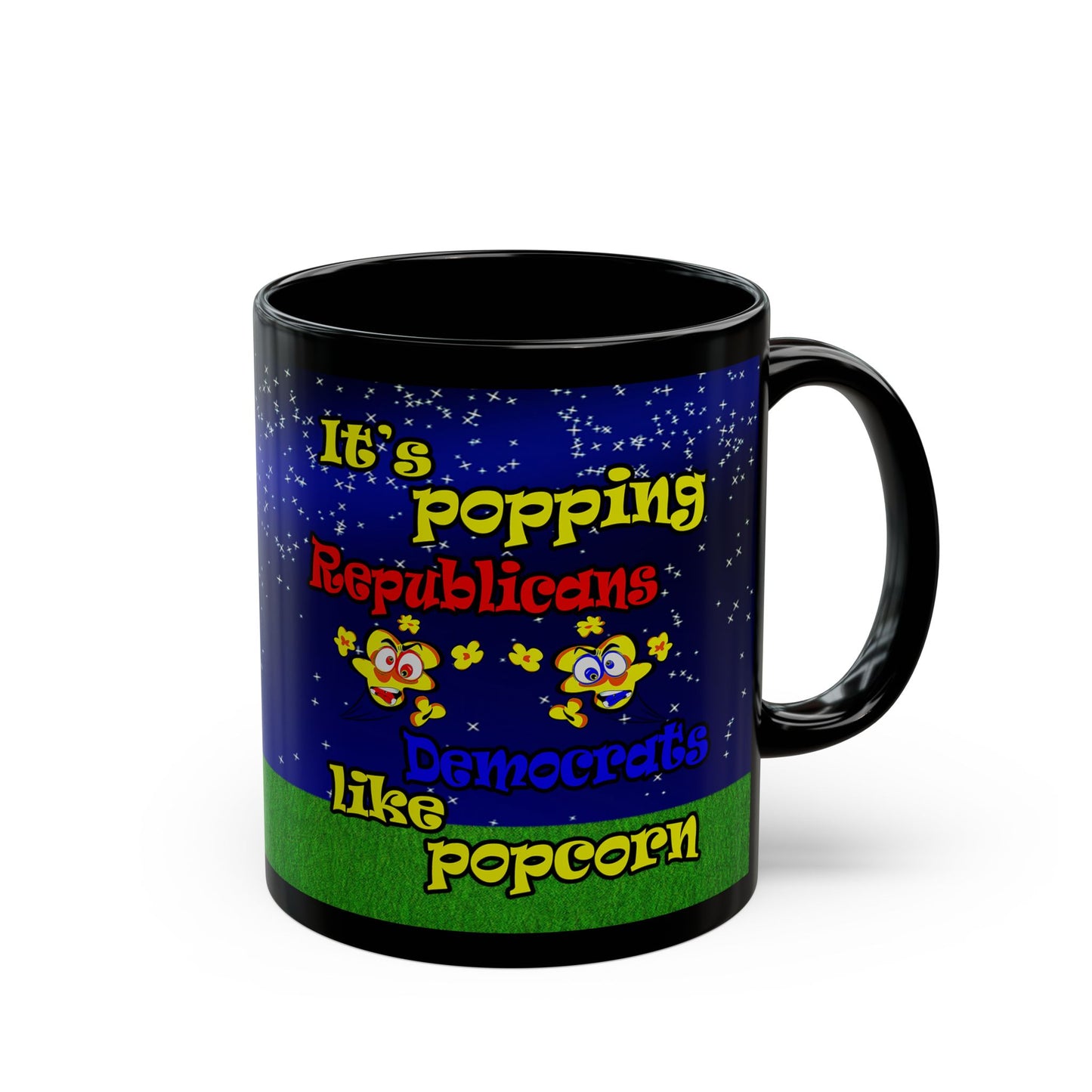 popping like popcorn - Black Mug ('snoops' background)