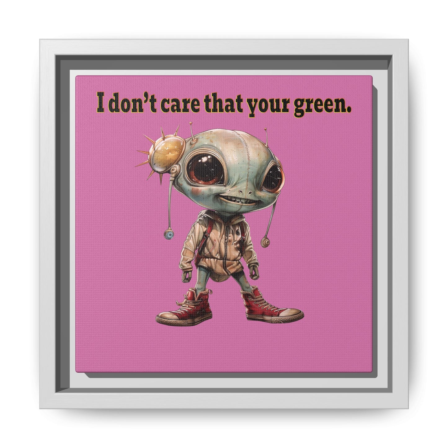 I don't care that your green - framed canvas art (light pink)