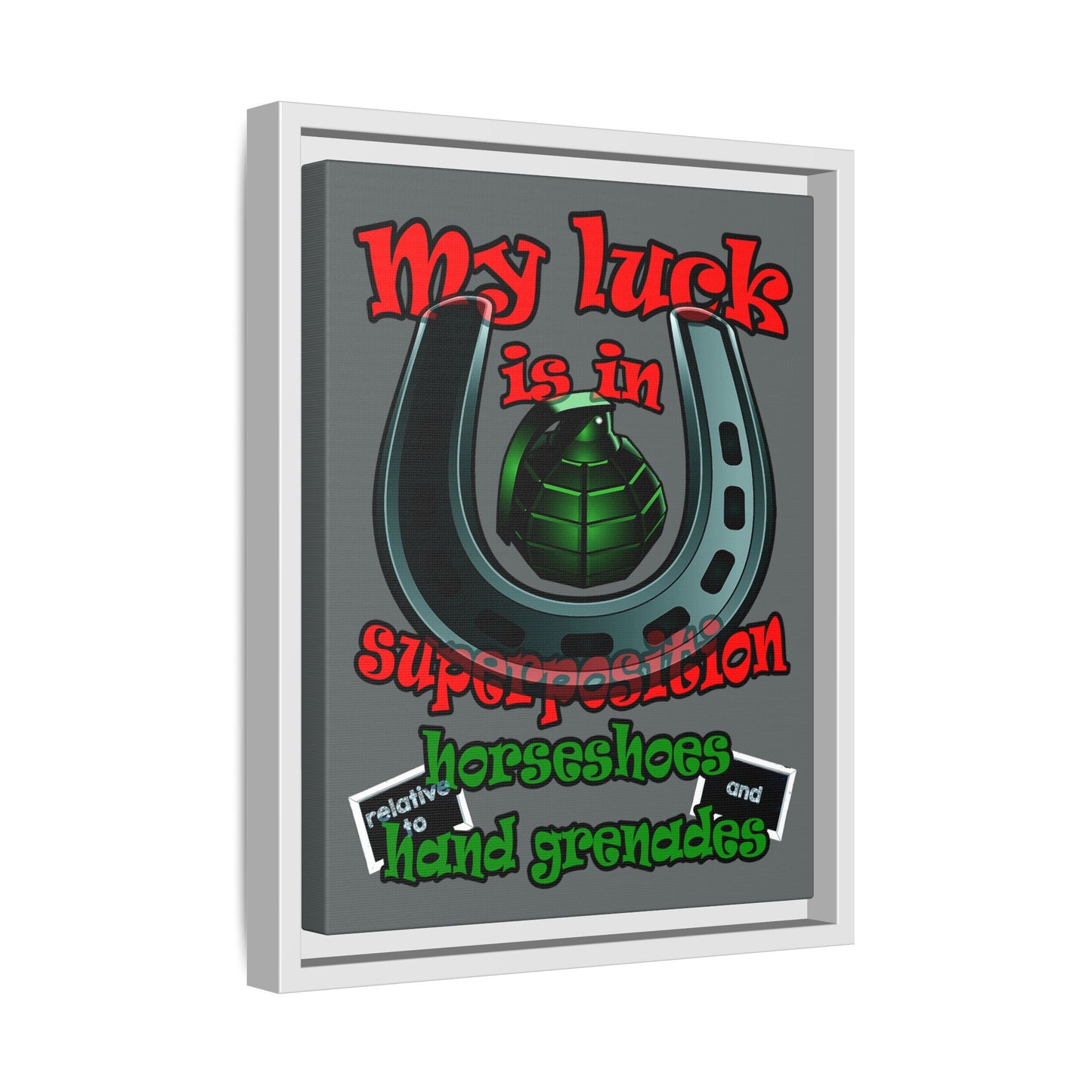 my luck - framed canvas art (dark grey)
