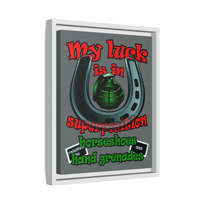 my luck - framed canvas art (dark grey)