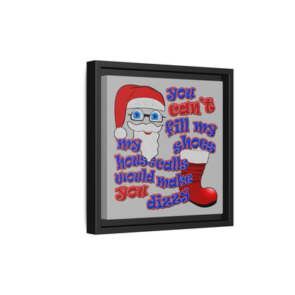 santa's shoes - framed canvas art (light grey)