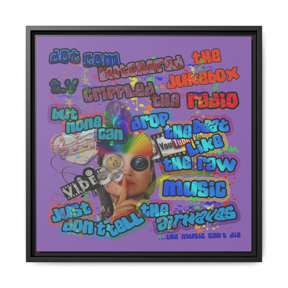 drop the beat - framed canvas art (light purple)