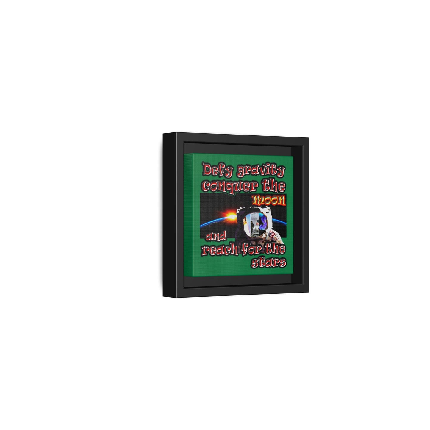 defy conquer reach - framed canvas art (dark green)