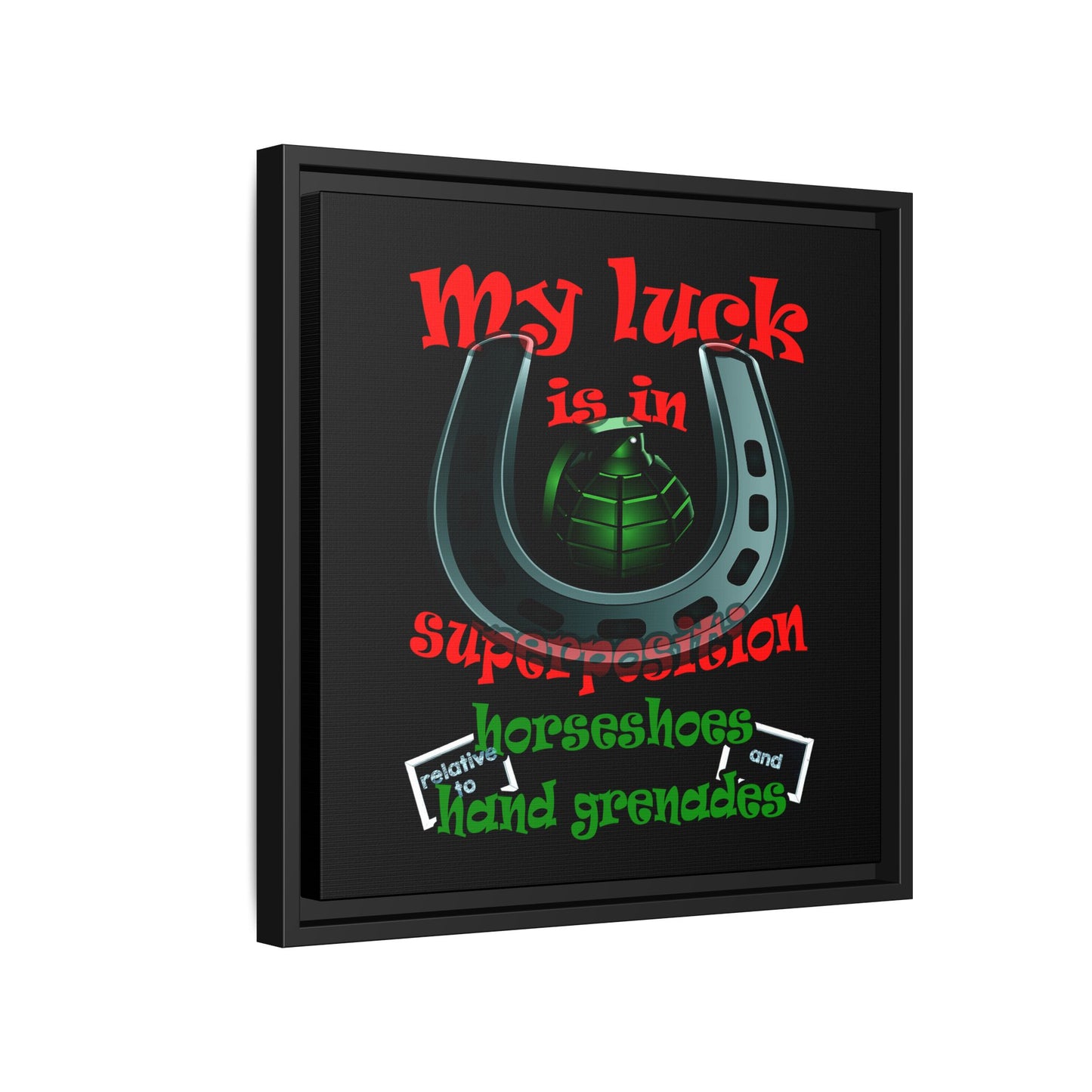 my luck - framed canvas art (black)