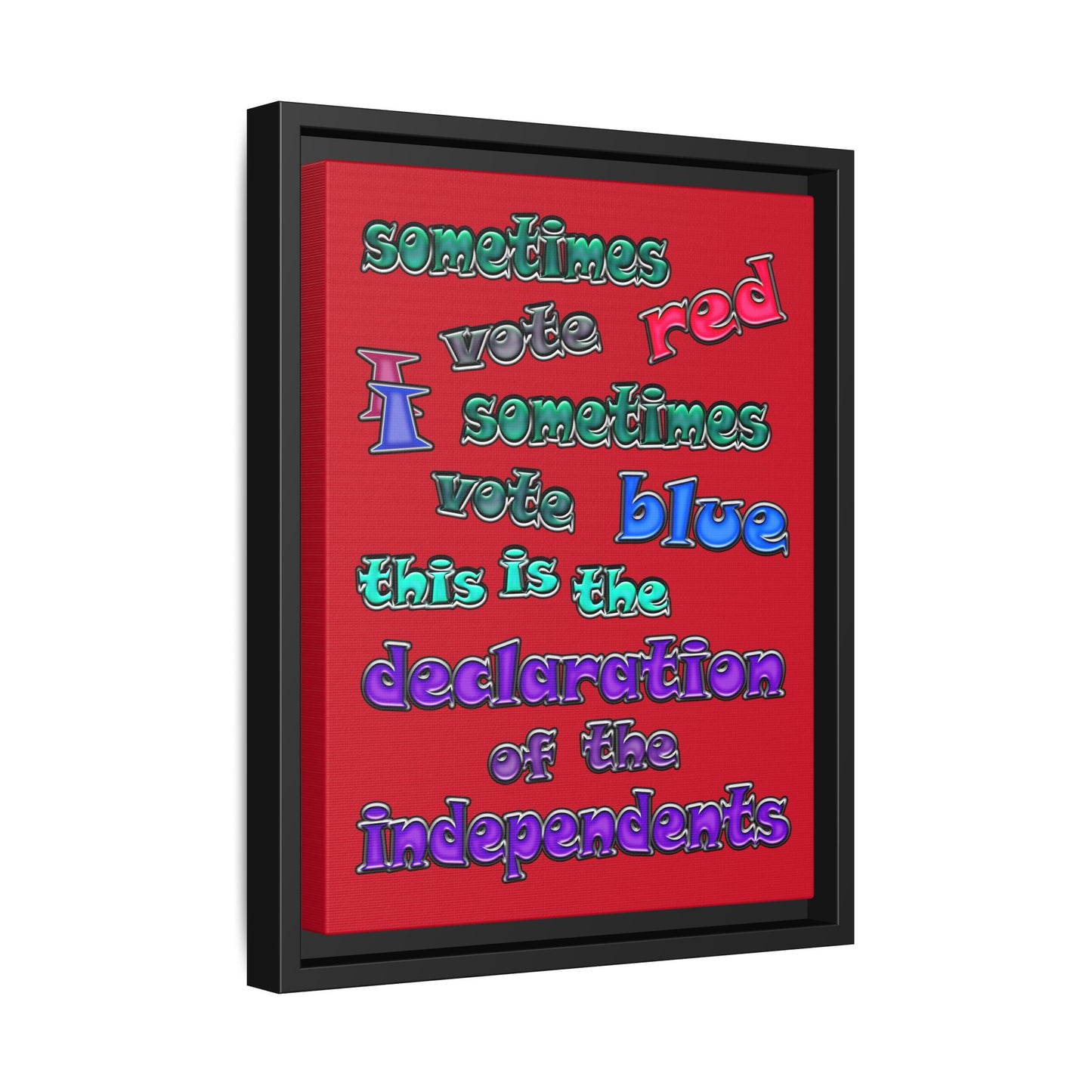 declaration of the independents - framed canvas art (dark red)