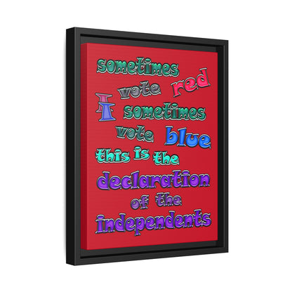 declaration of the independents - framed canvas art (dark red)