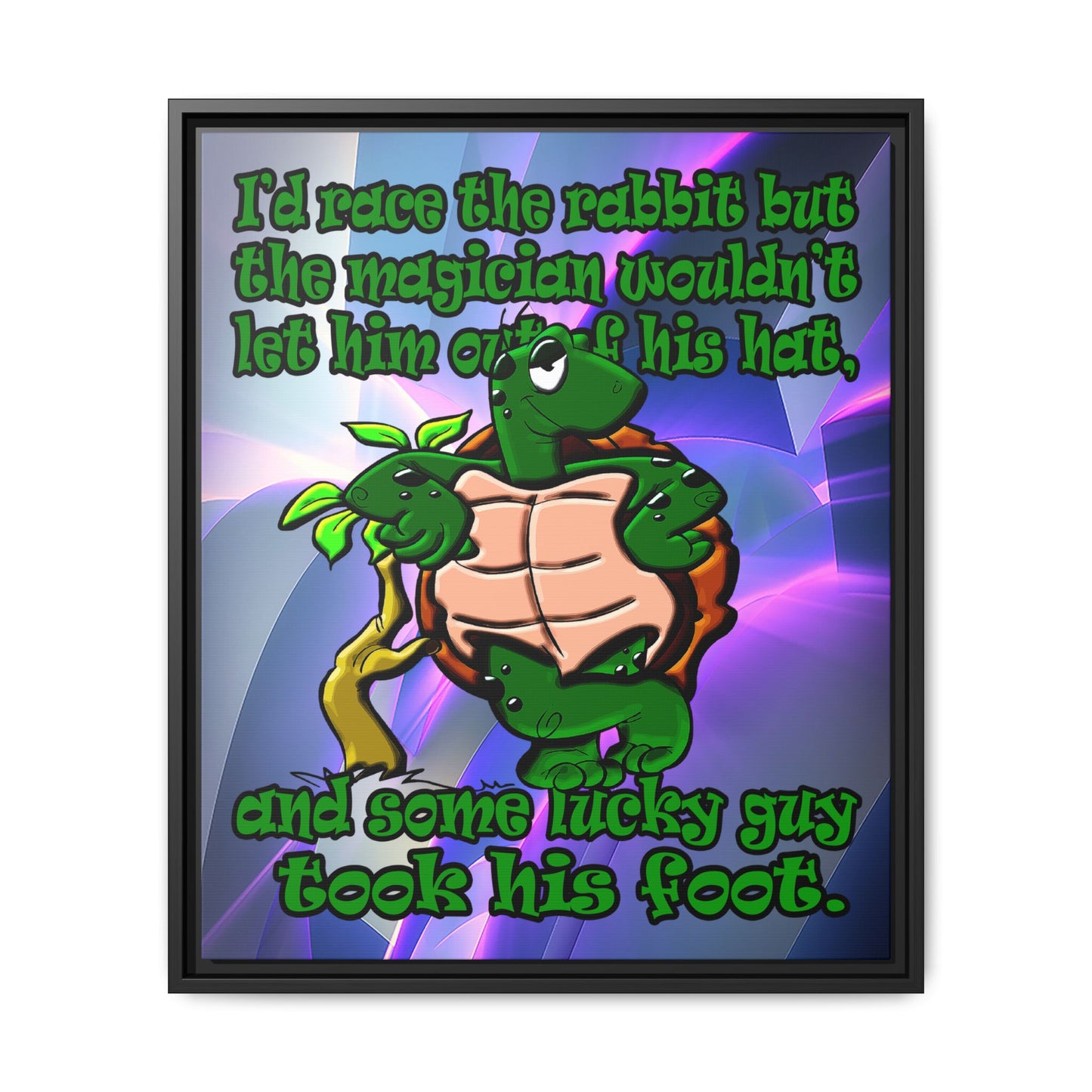 turtle race - framed canvas art (grey-pink wave)
