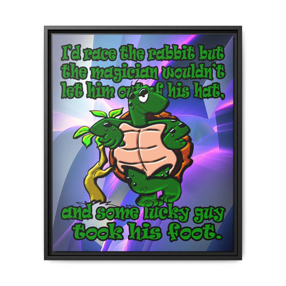 turtle race - framed canvas art (grey-pink wave)