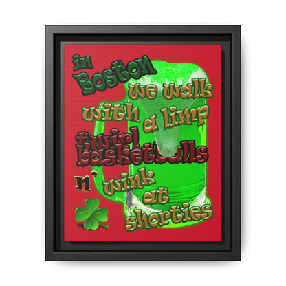 celtics logo - framed canvas art (dark red)