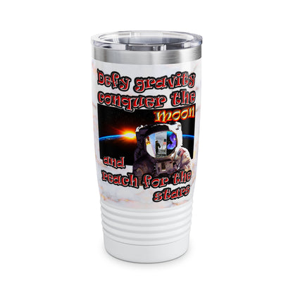 defy conquer reach - Ringneck Tumbler, 20oz (white marble)