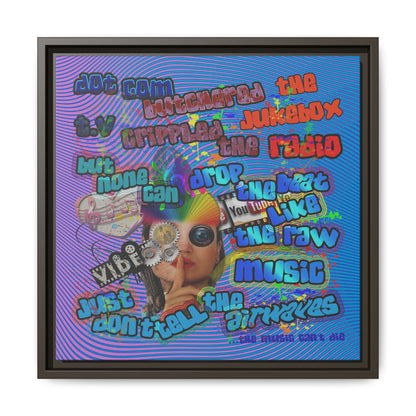 drop the beat - framed canvas art (light blue-purple wave)