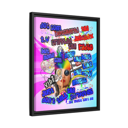 drop the beat - framed canvas art (light blue-pink wave)