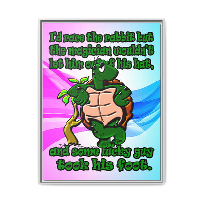turtle race - framed canvas art (light blue-pink wave)
