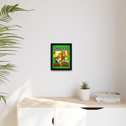 love peace - framed canvas art (green turf)