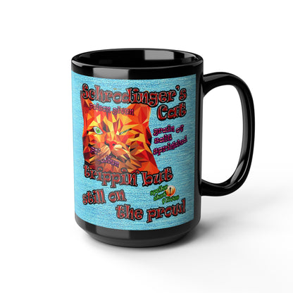 schrodinger's cat - Black Mug (faded blue)