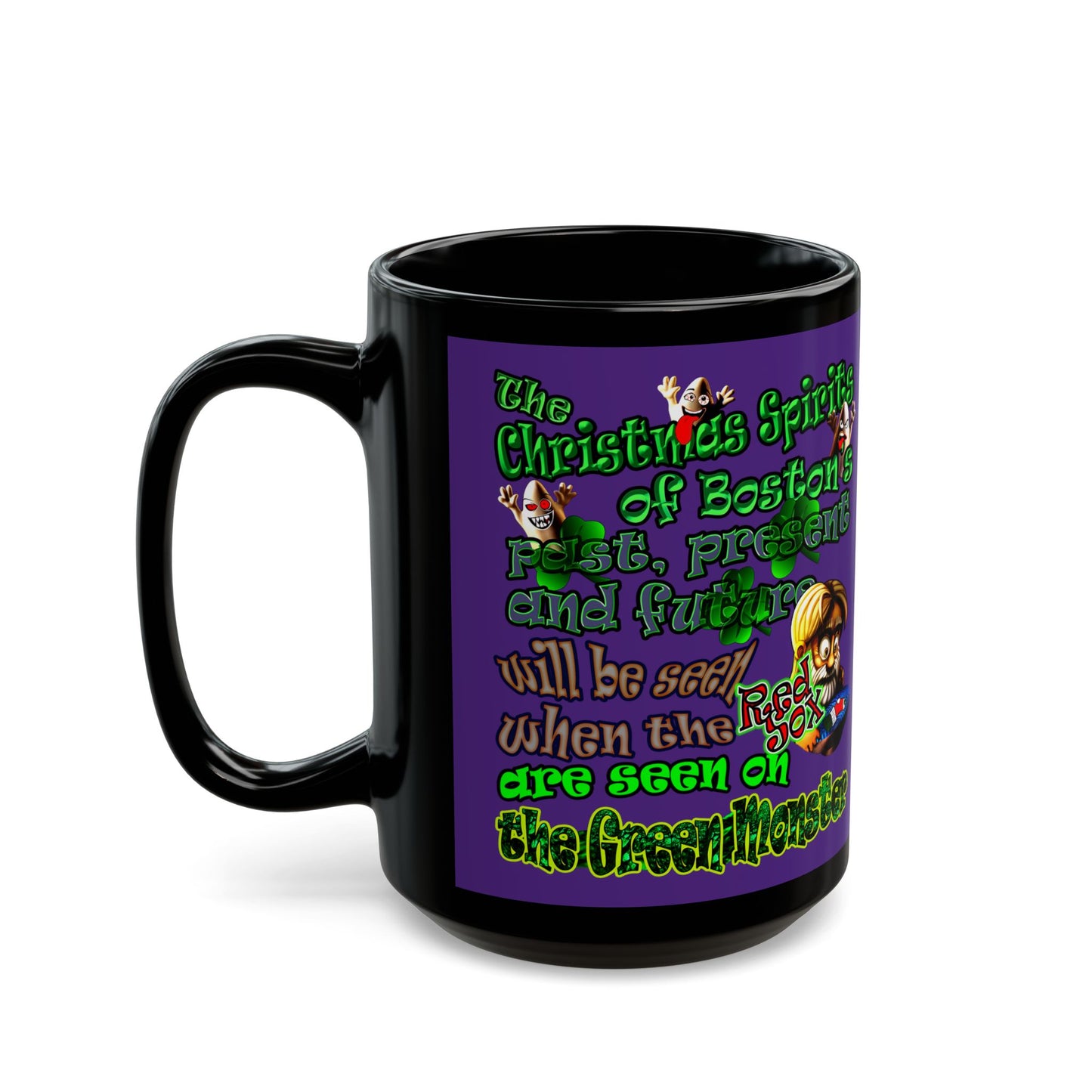 christmas spirits of boston - Black Mug (purple)