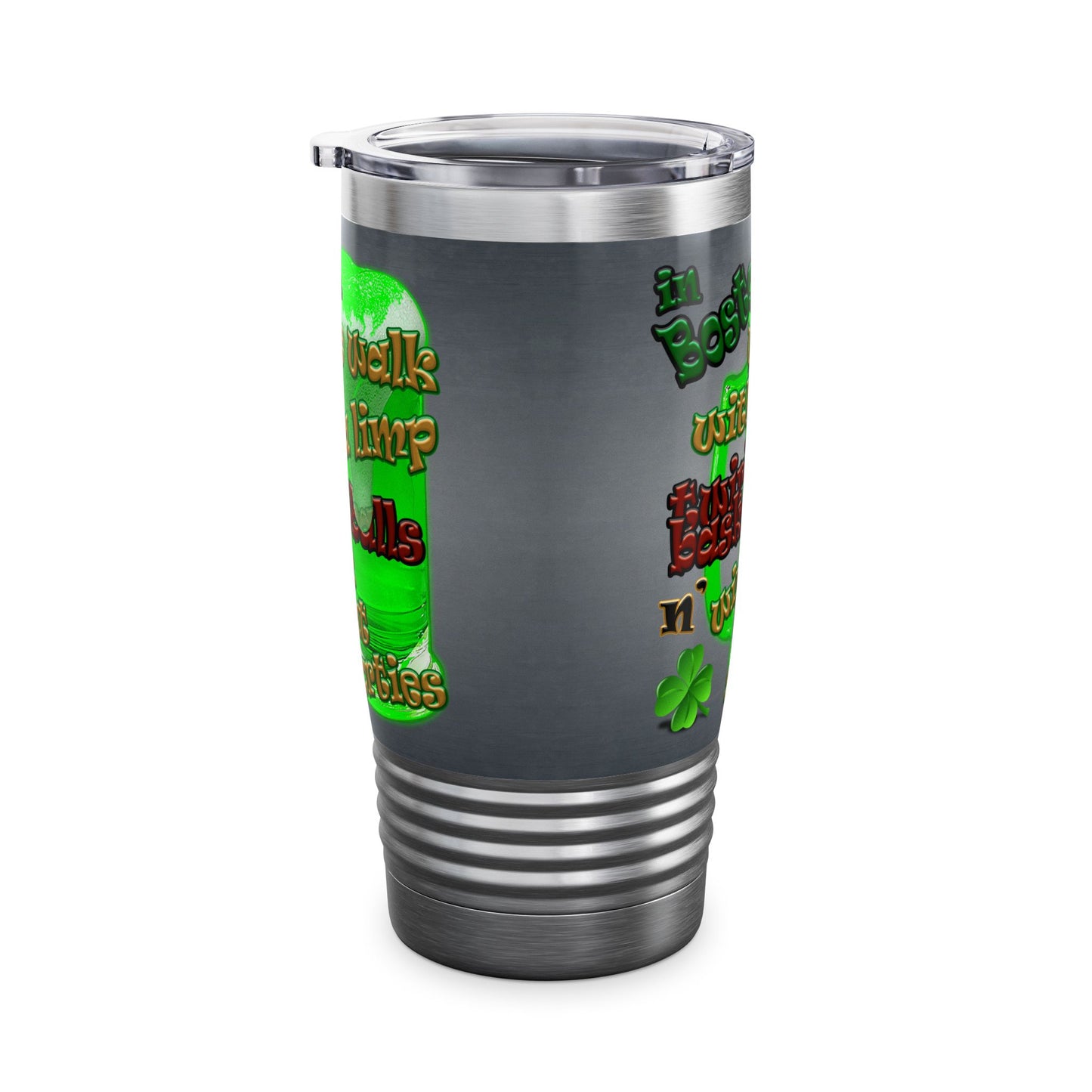 celtics logo - Ringneck Tumbler, 20oz (grey-light grey)