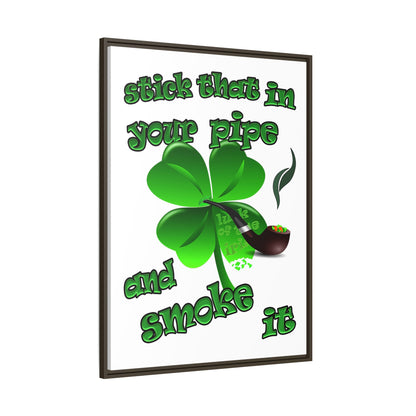 stick that in your pipe and smoke it - framed canvas art (white)