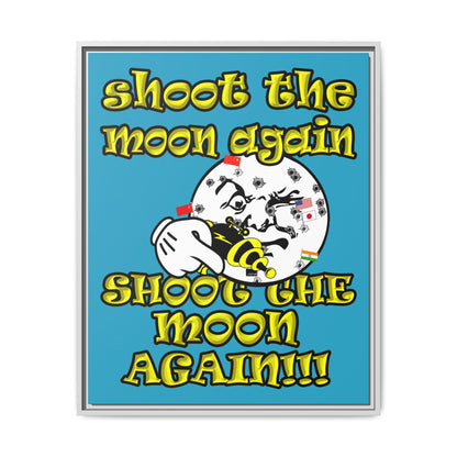 shoot the moon again - framed canvas art (turquoise)