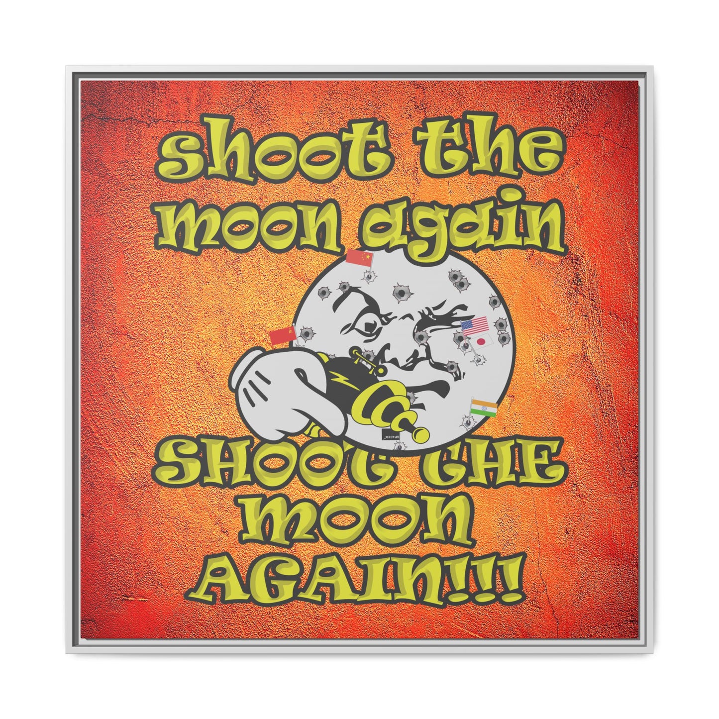 shoot the moon again - framed canvas art (burnt orange)