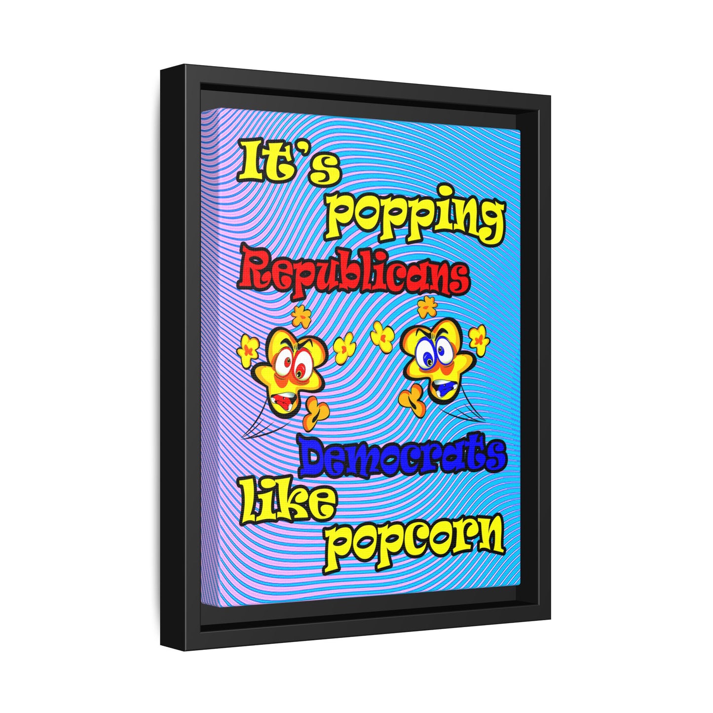 popping like popcorn - framed canvas art (light blue-purple wave)