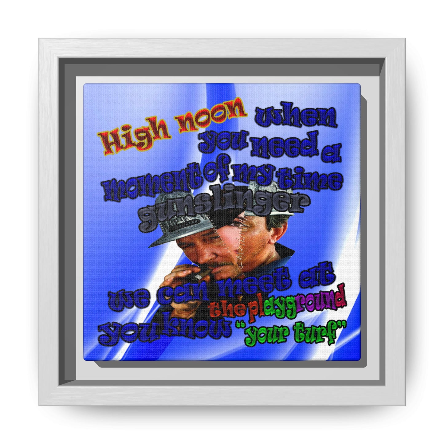 high noon - framed canvas art (blue-white wave)