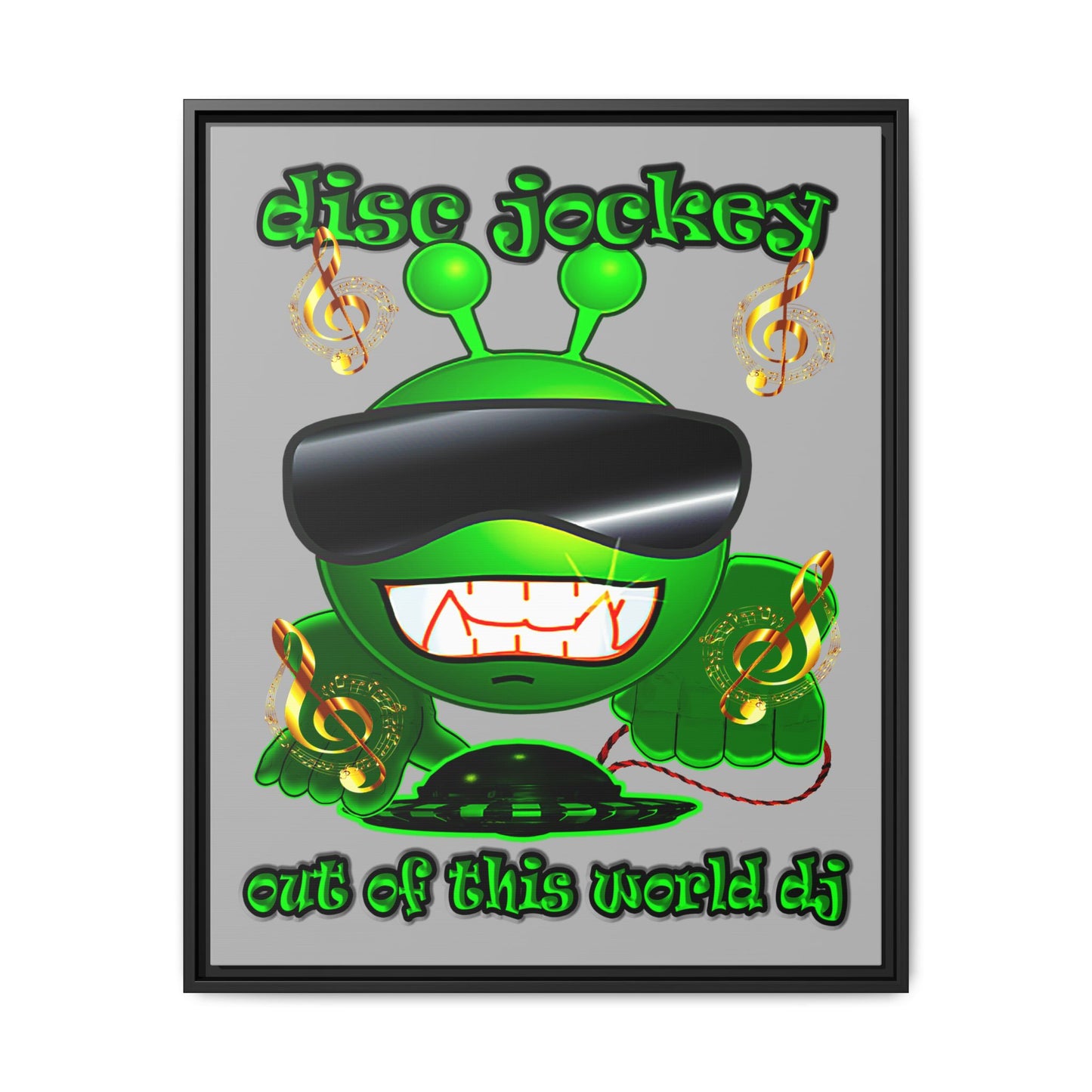 disc jockey - framed canvas art (light grey)
