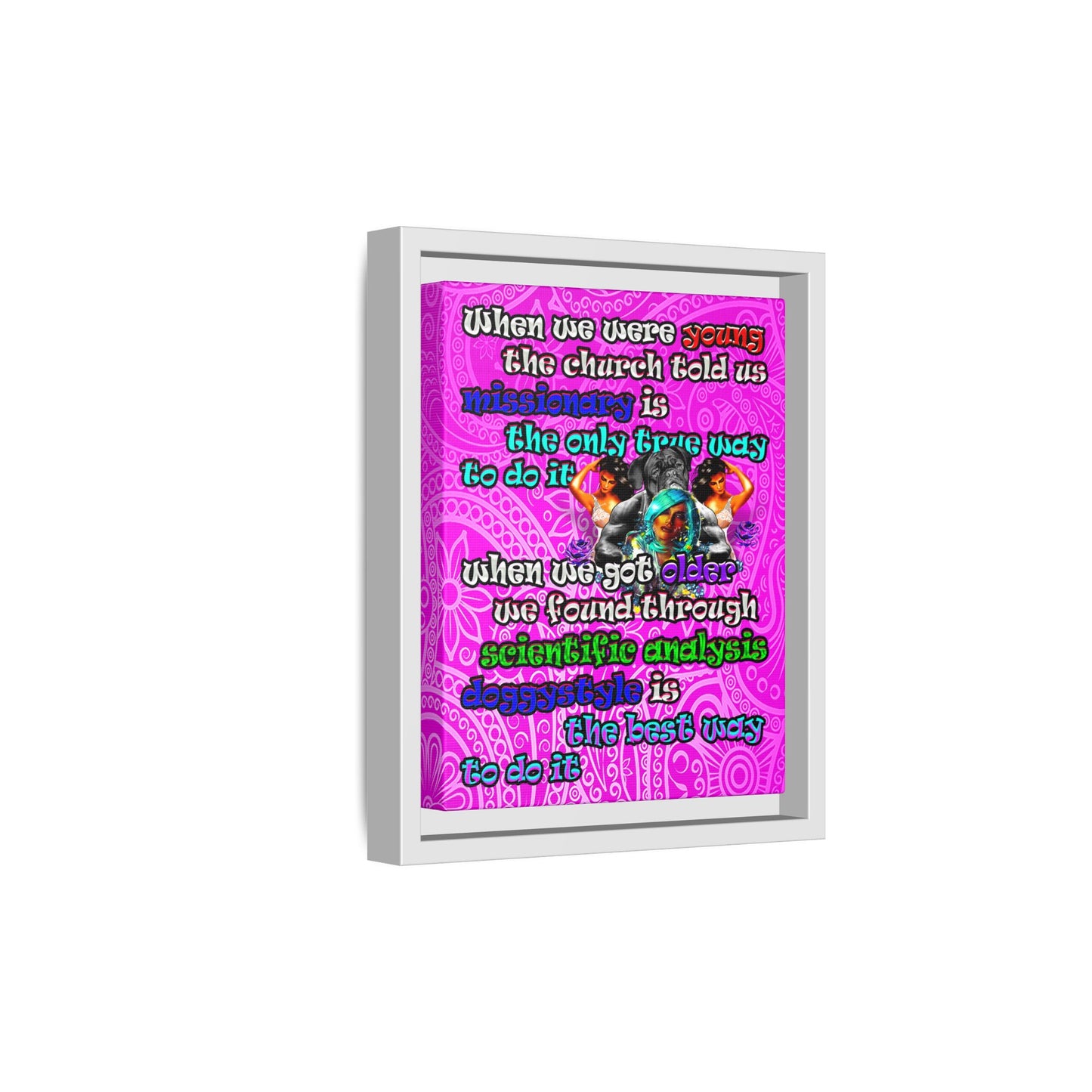 doggystyle - framed canvas art (pink swirl)