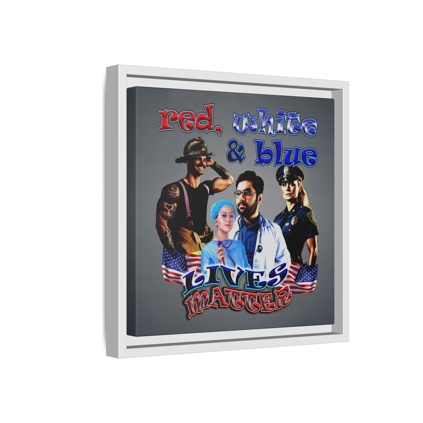 rw&b lives matter - framed canvas art (grey-light grey)