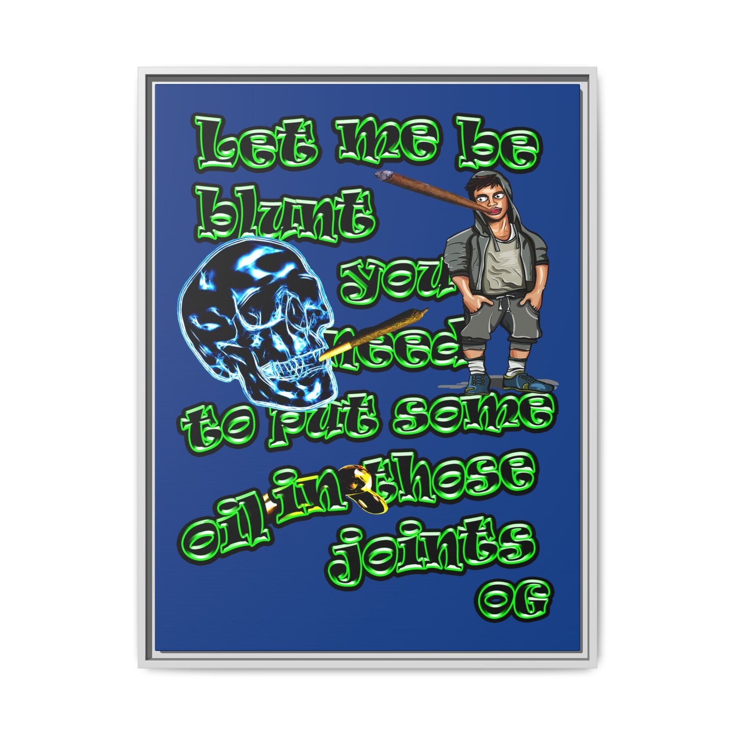 og - framed canvas art (dark blue)