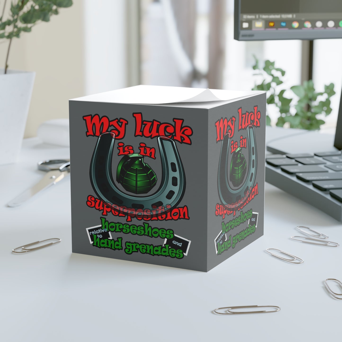 my luck - note cube (dark grey)