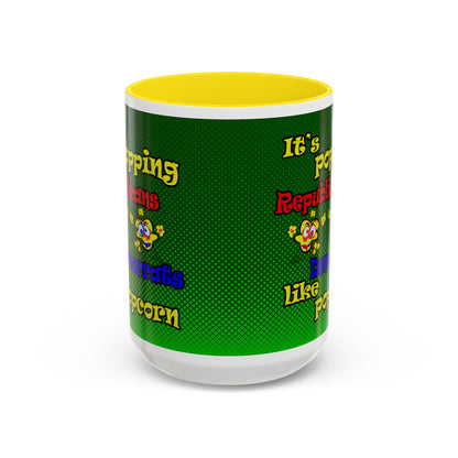 popping like popcorn - Accent Mug (logo green)