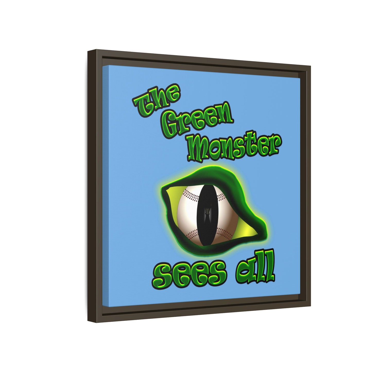green monster - framed canvas art (light blue)