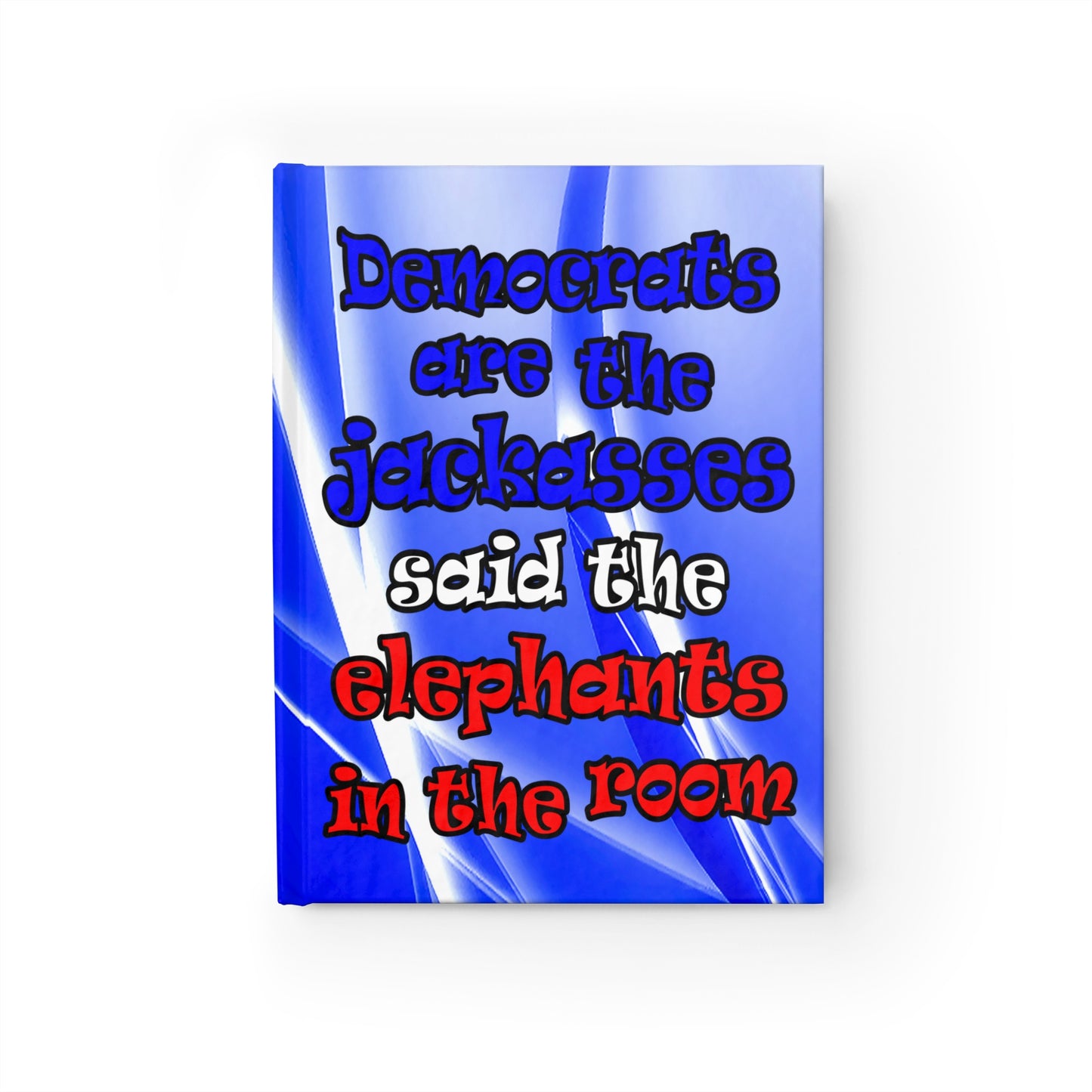 donkeys and elephants - journal-lined (blue-white wave)