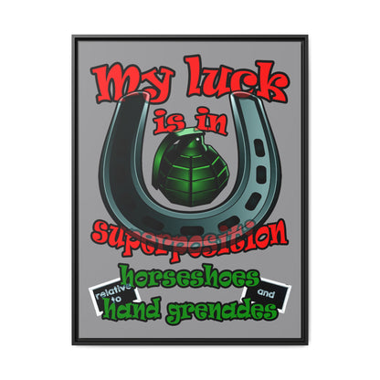 my luck - framed canvas art (grey)