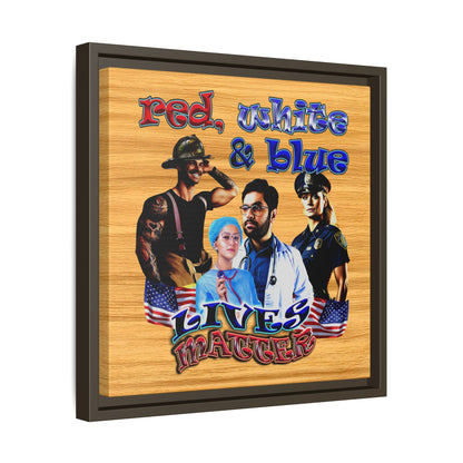 rw&b lives matter - framed canvas art (butterscotch wood finish)