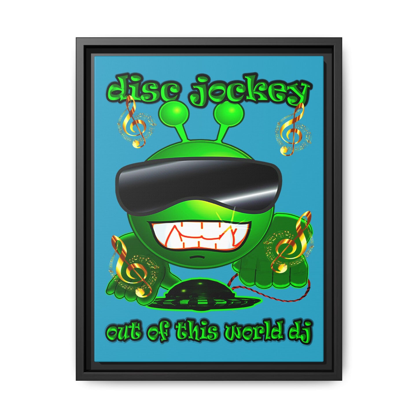 disc jockey - framed canvas art (turquoise)